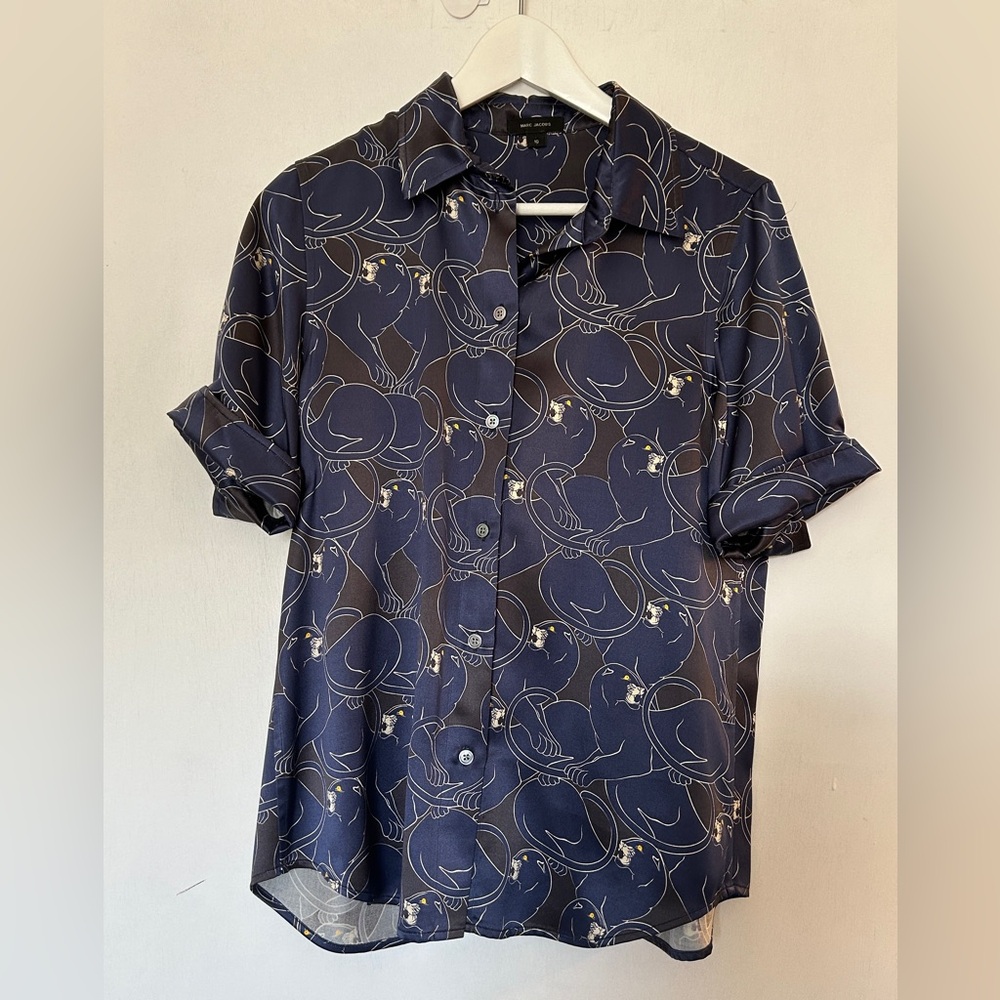 Marc Jacobs Runway disco panther silk button up shirt // extremely rare !!